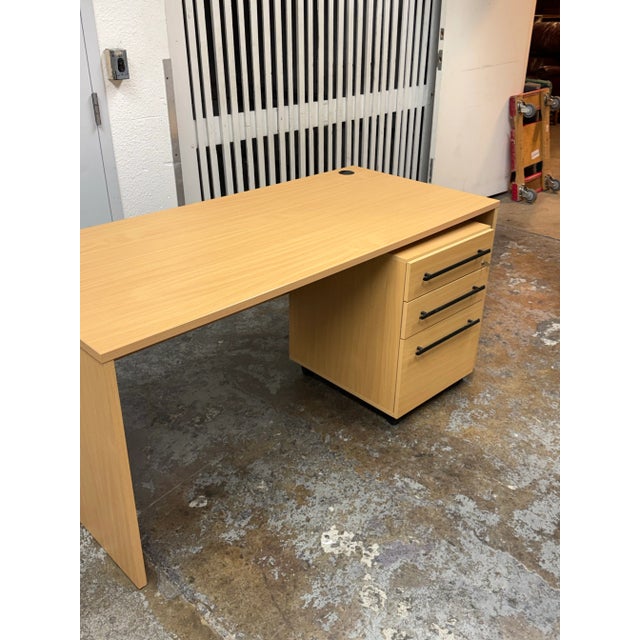 Contemporary Maple Finish Office Desk For Sale - Image 4 of 12