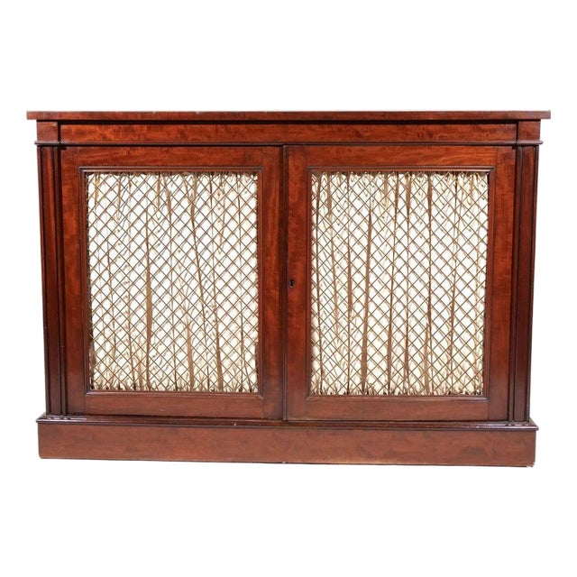 Regency Style Mahogany Two Door Sideboard With Lattice Grill Doors For Sale