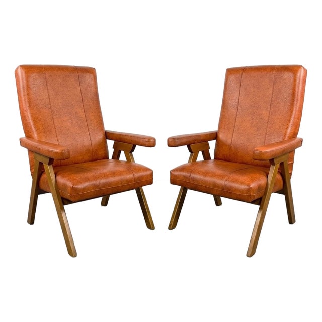 Vintage Reclining Chairs, 1950s, Set of 2 For Sale