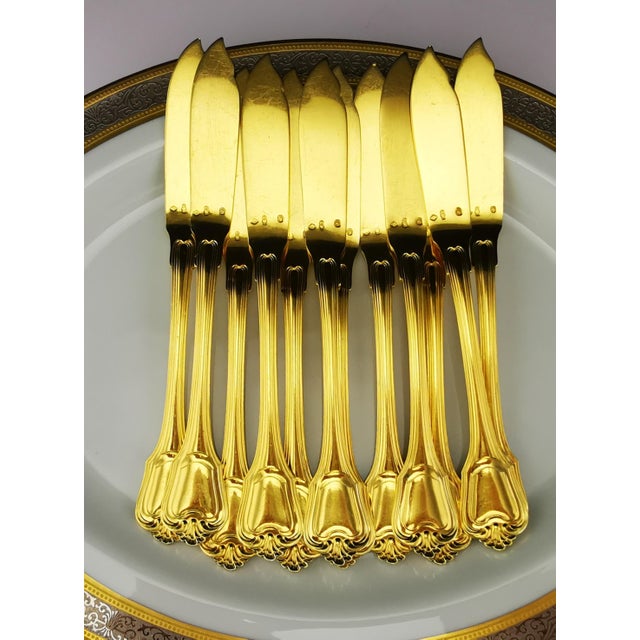 1960s Vintage Solid Silver with Gold Finish Cutlery Set for 12 People from Christofle & Cardeilhac, 1950s, Set of 138 For Sale - Image 5 of 18