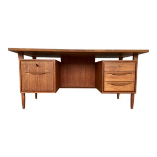 1960s Mid-Century Modern Double-Sided SwissTeak Executive Desk, Rare For Sale