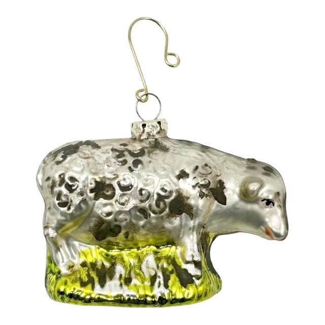Sheep Farm Animal Glass Christmas Holiday Ornament For Sale