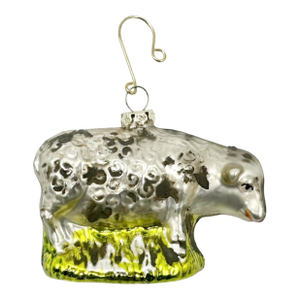 Sheep Farm Animal Glass Christmas Holiday Ornament