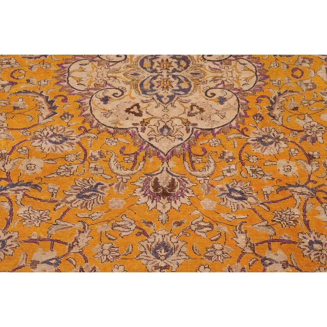 Textile Shabby Chic Vintage 1990's Orange/Blue Wool Rug - 9'11'' X 12'6'' For Sale - Image 7 of 10