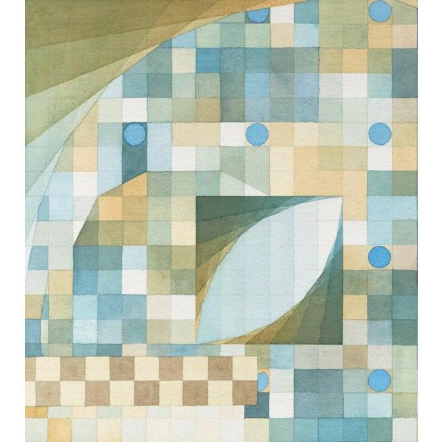 Abstract 'Abstract Watercolor in Azure and Jade' by D.M.Hubbard; 1980 For Sale - Image 3 of 10