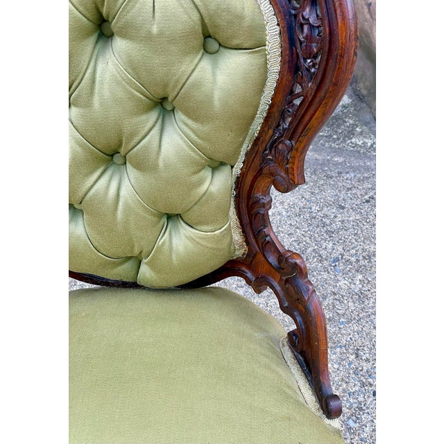 Wood Mid 19th Century John Belter Style Laminated Rosewood High Relief Victorian Side Chairs a Pair For Sale - Image 7 of 12