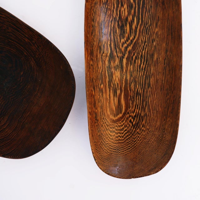 Mid-Century Modern 20th Century Hand-Carved Wooden Bowls, Set of 2 For Sale - Image 3 of 14