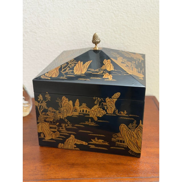 Mid 19th Century Lacquered Hand Painted Chinoiserie Chest by Maitland Smith For Sale In San Francisco - Image 6 of 10