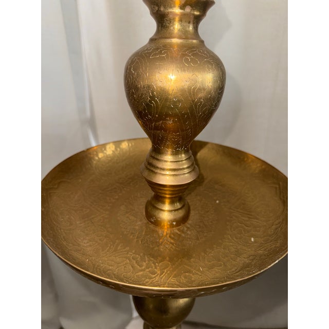 Monumental 49.5" Vintage Moroccan Brass Floor Candlesticks - A Pair For Sale - Image 9 of 10