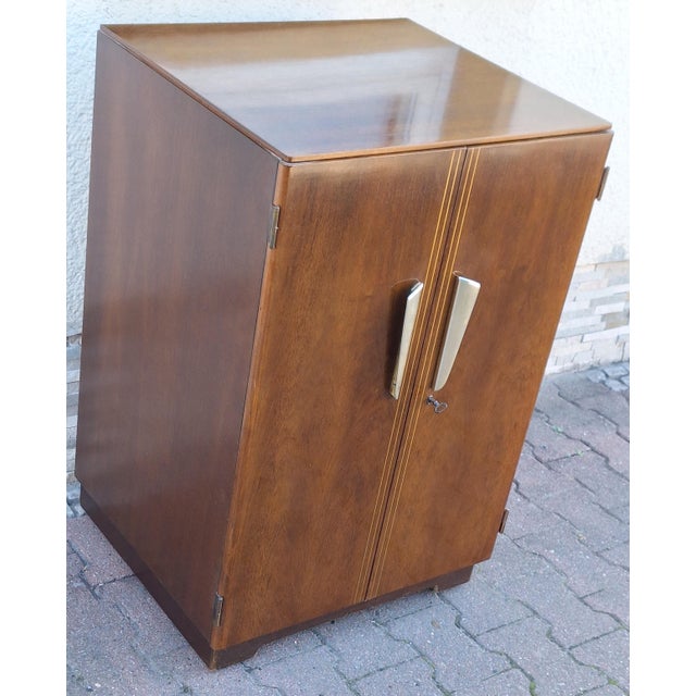 1950s Mid-Century German Two-Door Cabinet on Casters in Walnut, 1950s For Sale - Image 5 of 8