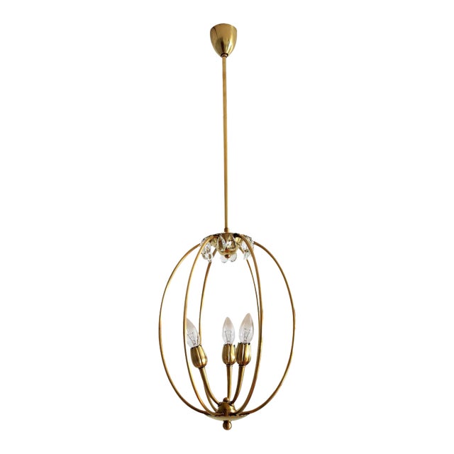 Mid-Century Italian Brass Pendant Lamp in Minimalist Style, 1950s For Sale