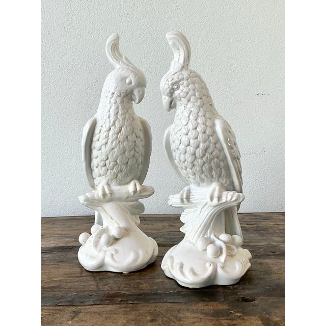 Ceramic Vintage Glazed Ceramic Cockatoos - A Pair For Sale - Image 7 of 12
