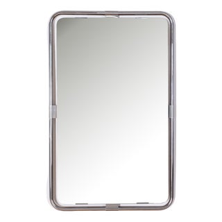 Vintage Italian Chrome Metal Wall Mirror, 1970s For Sale