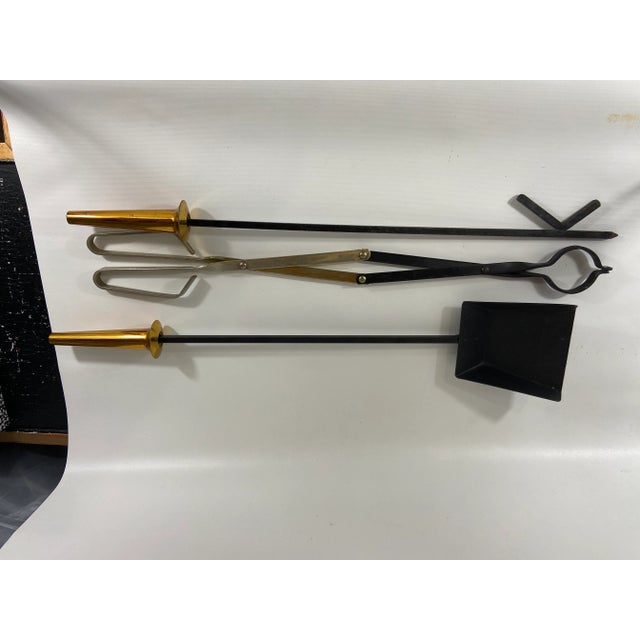 Metal Mid-Century Modern Fireplace Tool Set- 4 Pieces For Sale - Image 7 of 8