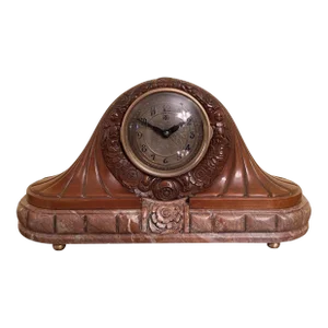 1920 Leon Hatot and ATO French Art Deco Carved Clock
