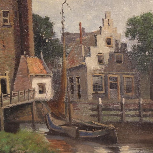 Dutch Artist, View of the City of Hoorn, 1950, Oil on Canvas For Sale - Image 12 of 15