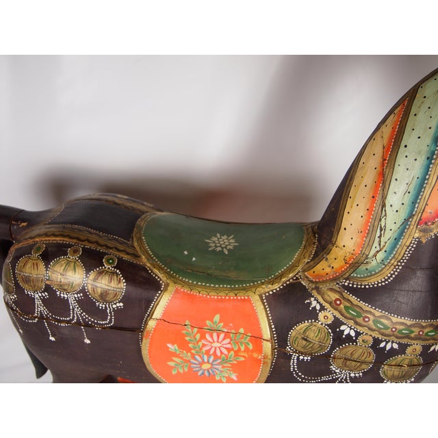 Antique Painted Wood Temple Horse For Sale In Raleigh - Image 6 of 10