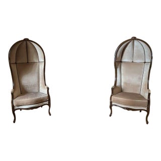 1980s High-Back Upholstered Accent Chair Set For Sale