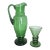 Vintage Hand-Blown Czech Bohemian Emerald Green Glass Pitcher & Matching Goblet For Sale