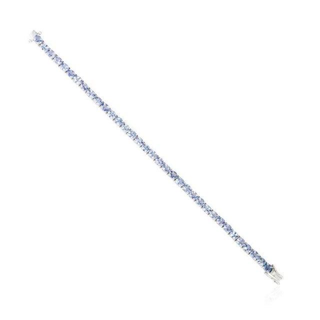 Not Yet Made - Made To Order Oval Cut Tanzanite Eternity Style Tennis Bracelet in Sterling Silver For Sale - Image 5 of 11