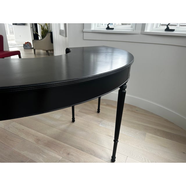 Ebony Antique HalfMoon Desk For Sale - Image 8 of 8