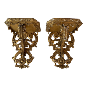 Mid 19th Century Neoclassical Antique Gilt Wall Brackets- a Pair