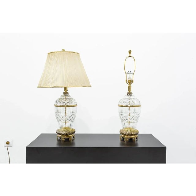 Vintage Bronze and Cut Glass Table Lamps, 1980s, Set of 2 For Sale - Image 9 of 9