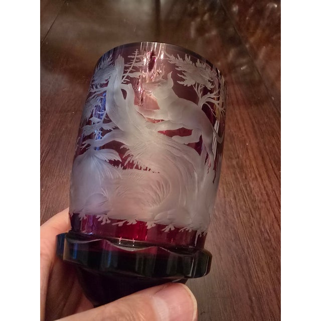 Antique Moser Bohemian Glass Ruby Hunter Pokal Goblet For Sale - Image 9 of 13