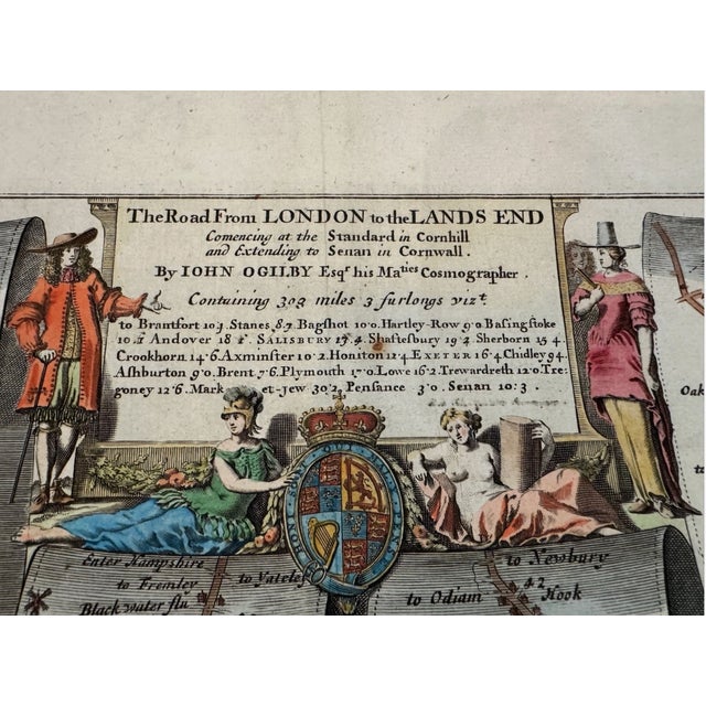 Set of 5 John Ogilby 1675 Hand Colored Road Maps Britannia England For Sale In Atlanta - Image 6 of 18