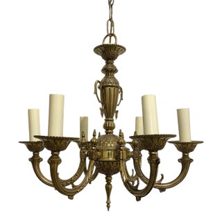 Vintage Spanish Neoclassical Style Six Light Chandelier For Sale