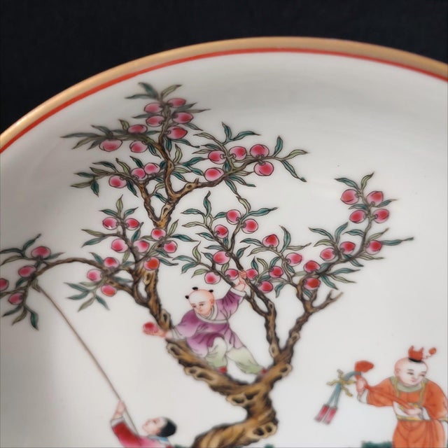 Chinese Ceramic Plate,Yongzheng Marked Famille Rose Porcelain Plate Hand Painted Playing Children Pattern For Sale In Seattle - Image 6 of 10