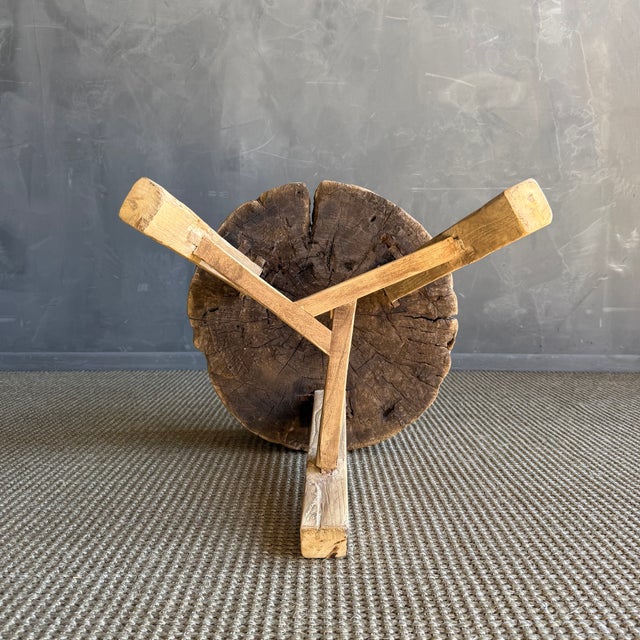 Brown Vintage Elm Wood Chop Block Table #S89 For Sale - Image 8 of 8