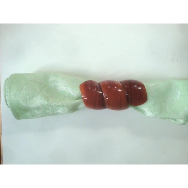 6 Midcentury Napkin Rings Butterscotch Twists For Sale - Image 4 of 5