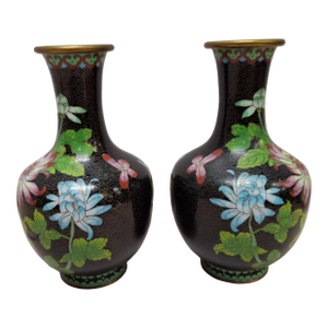 Pair of Mid 20th Century Chinese Cloisonne Enamel Vases