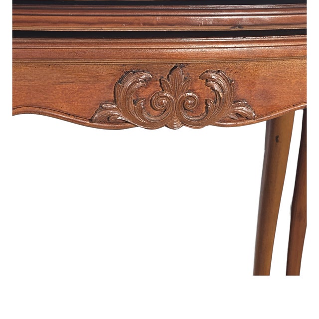 Late 20th Century Cherry Carved Stacking Tables With Cabriole Legs Set of 3 For Sale - Image 9 of 12