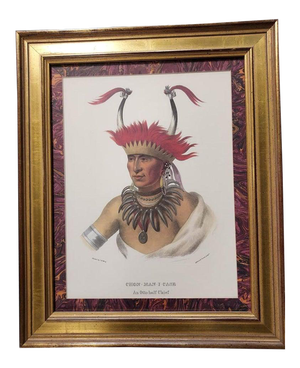 Late 20th Century Portrait Lithograph of Ottoe Chief Chono Ca Pe After Lehman & Duval, Framed