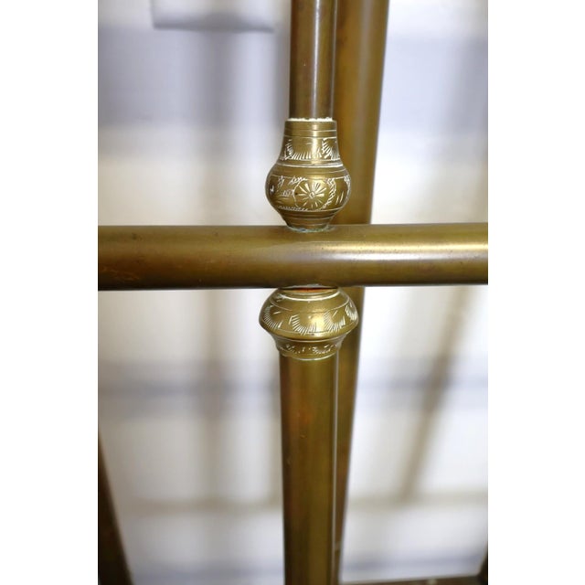 Brass Antique Art Nouveau Brass Full Bed With Scrollwork & Engraved Details, C. 1900 For Sale - Image 8 of 10