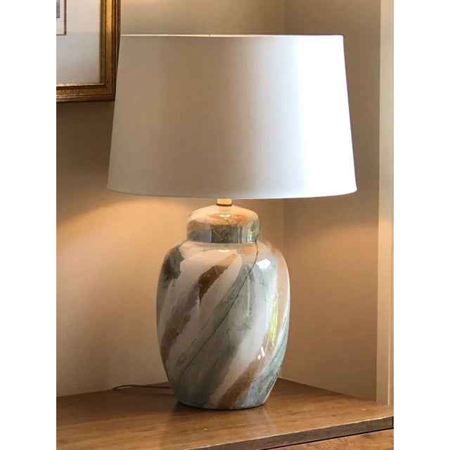 Mid 20th Century Marble-Glazed Ginger Jar Table Lamp For Sale - Image 9 of 13