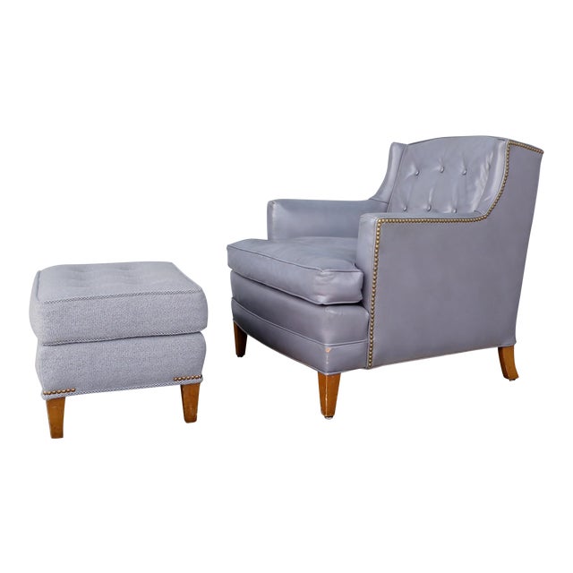Distressed Lilac Leather Club Chair Ottoman Chairish
