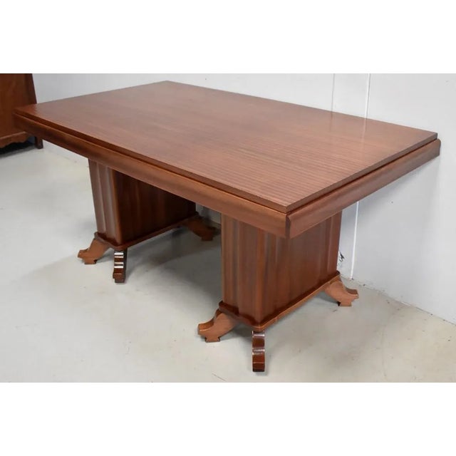 Vintage Rectangular Solid Mahogany and Veneer Dining Table For Sale - Image 3 of 18