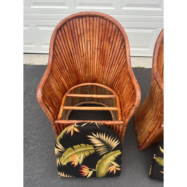 Pair of Split Pencil Reed Bamboo Chairs For Sale - Image 12 of 17