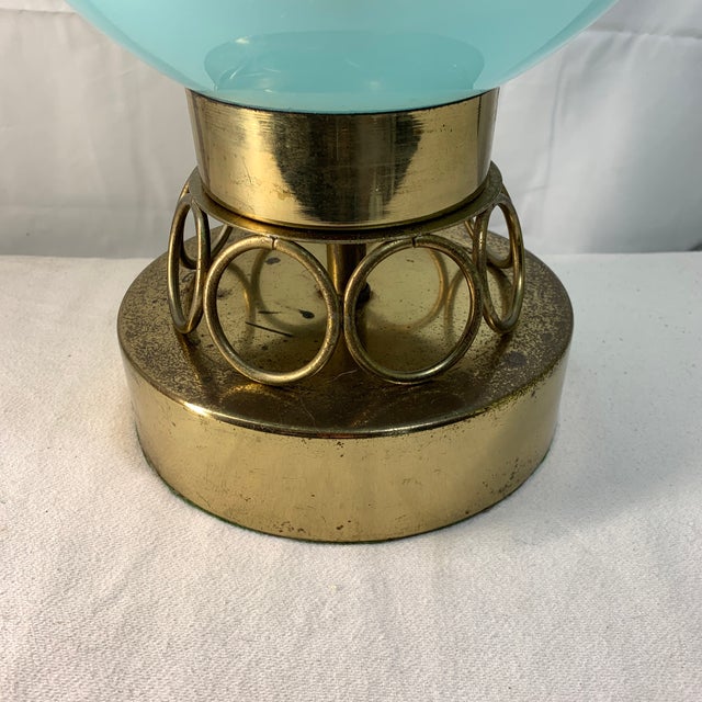 1960s Vintage 1960s Mid-Century Modern Tiffany Blue Murano Opaline Glass Table Lamp For Sale - Image 5 of 8