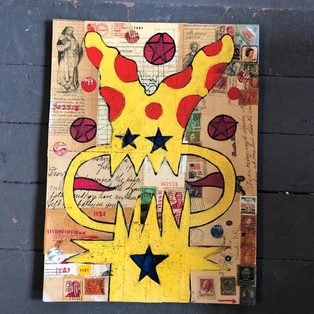 2010s Original Contemporary Wayne Cunningham Abstract Painting/Collage Signed For Sale - Image 5 of 5