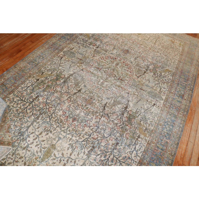 Red Persian Tabriz Worn Animal Pictorial Rug rug no.j2610 For Sale - Image 8 of 11