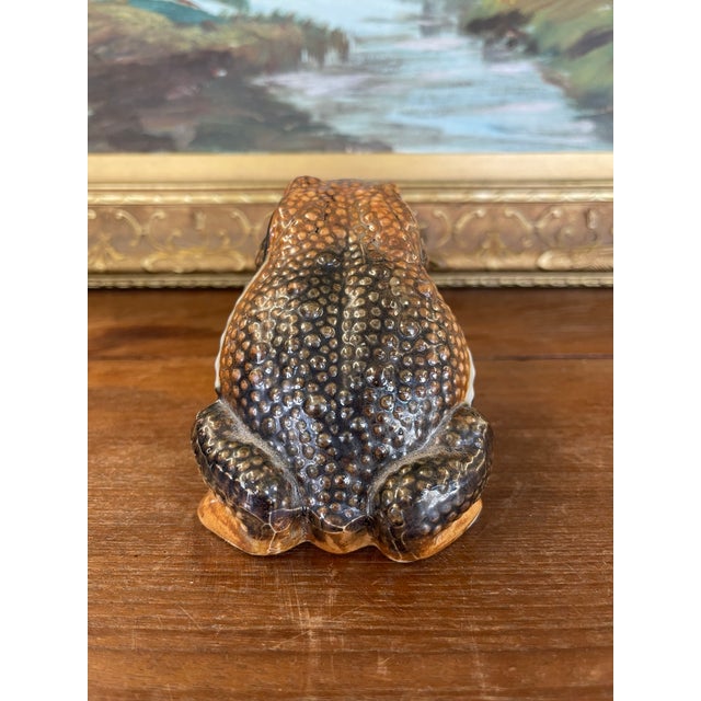 Likely Antique Japanese Meiji Period Glazed Ceramic Toad Sculpture. For Sale In Seattle - Image 6 of 9