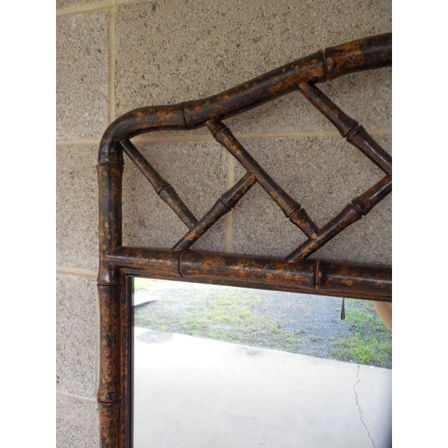 Wood HENREDON Asian Campaign Style Faux Bamboo Mirror 48"H x 29"W For Sale - Image 7 of 8