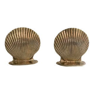 Vintage Brass Shell Bookends - a Pair For Sale