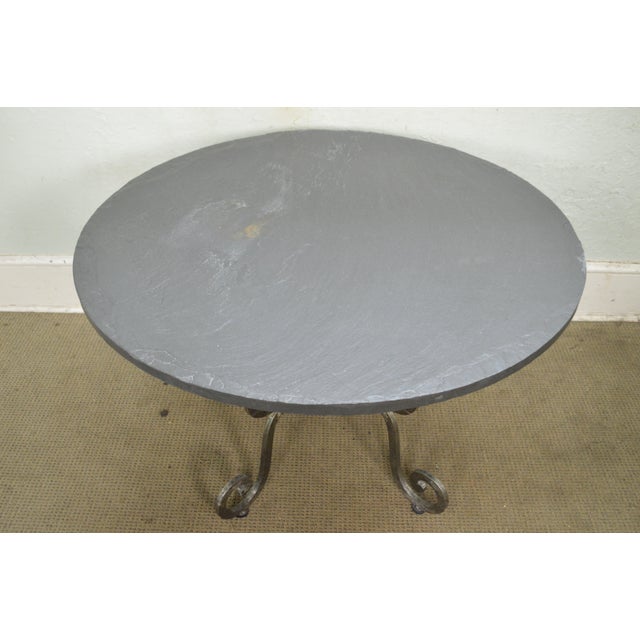 Hand Steel Base Round Slate Top Dining Table Chairish