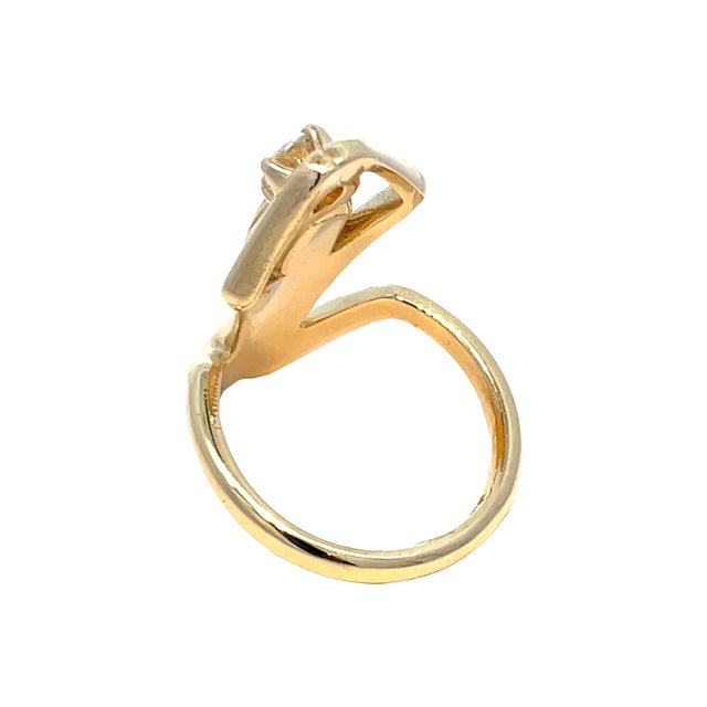 Gold 18k Yellow Gold Sculpted Female Figure Diamond Solitaire Ring, Size 6 For Sale - Image 8 of 11