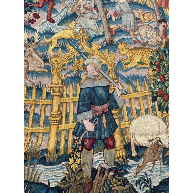 Textile French Screen-Printed Silk Tapestry with Enchanted Park in the style of Aubusson, 1950s For Sale - Image 7 of 18